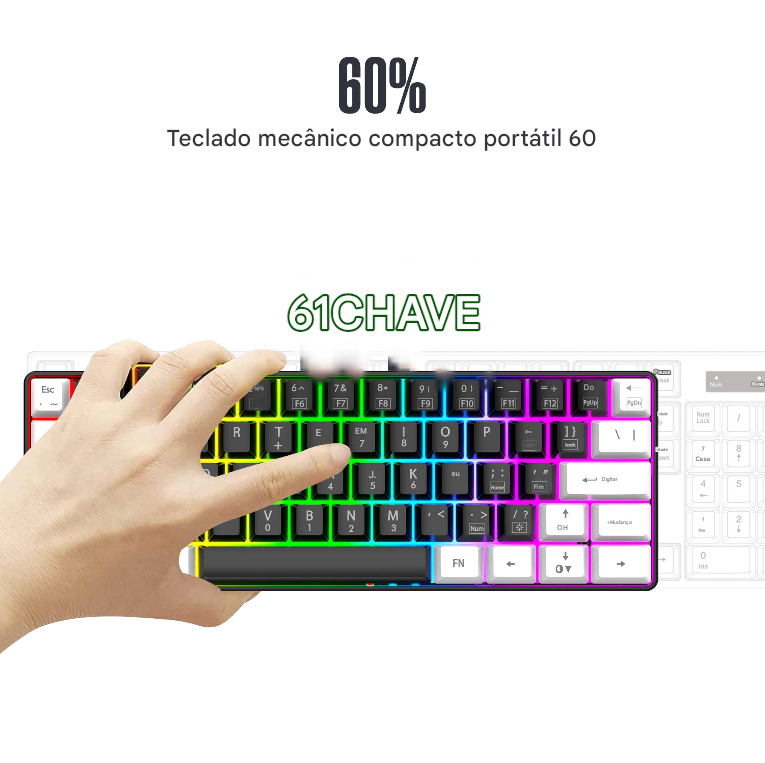 Mini Teclado Gamer 60%,  aprova d'água