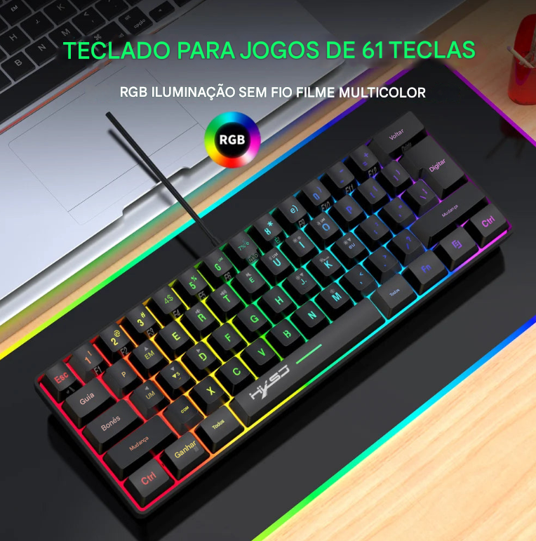 Mini Teclado Gamer 60%,  aprova d'água