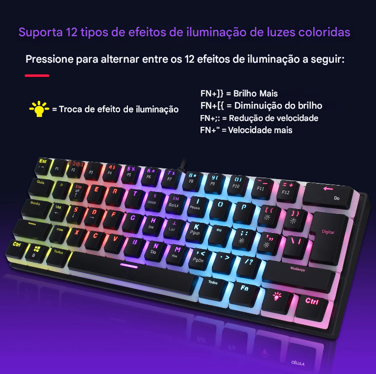 Mini Teclado Gamer 60%,  aprova d'água