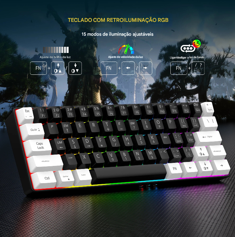Mini Teclado Gamer 60%,  aprova d'água