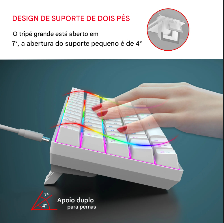 Mini Teclado Gamer 60%,  aprova d'água